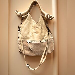 We The Free Woman’s Slouch Bag Tote Purse Cream 100% Cow Leather
